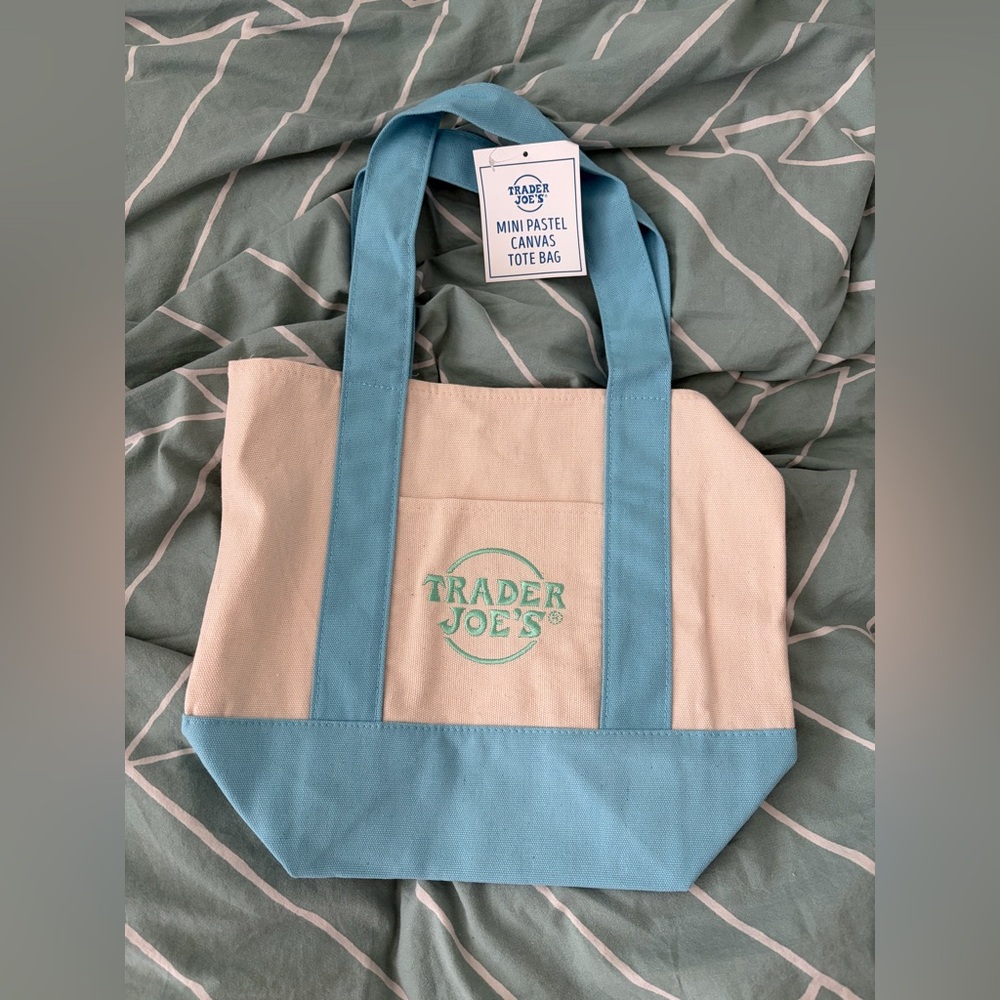Trader Joe’s Spring Blue mini Canvas Tote Bag